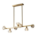Modern gold diamond crystal linear restaurant island lamp dining room