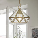 DecorBites™ Diamond Pendant Ceiling Light in Brass with Clear Glass for Bedroom