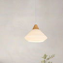 DecorBites™ Diamond White Glass Pendant Light – Modernist Wood Dining Room Ceiling Lighting with 1 Light