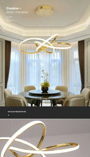 DecorBites™ Dimmable Modern Chandelier: Gold/Chrome/Black, 60cm