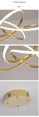 DecorBites™ Dimmable Modern Chandelier: Gold/Chrome/Black, 60cm