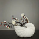 DecorBites™ Elegant Ceramic Vase with Shell Design