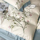 DecorBites™ Elegant Embroidery Duvet Cover Set, Blue Pink, 3 Pieces