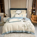 DecorBites™ Elegant Embroidery Duvet Cover Set, Blue Pink, 3 Pieces