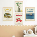 DecorBites™ Elephant Babar Family Cartoon Print for Kids Room