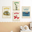 DecorBites™ Elephant Family Cartoon Poster for Kids Room