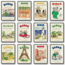 DecorBites™ Elephant Family Cartoon Wall Art for Kids Room