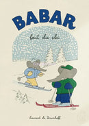 Vintage elephant babar family car poster kids room wall art