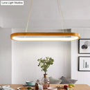 DecorBites™ Ellipse Wood Pendant Lighting Fixture - LED Simplicity in Beige (27.5"/35.5" Long)