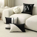 Decorbites embroidered black & white cushion cover living room pillow