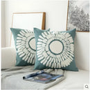 Decorbites embroidered blue teal & white cushion cover living room