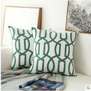 Decorbites embroidered blue teal & white cushion cover living room