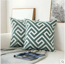 Decorbites embroidered blue teal & white cushion cover living room