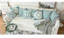 Decorbites embroidered blue teal & white cushion cover living room