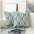 Decorbites embroidered blue teal & white cushion cover living room