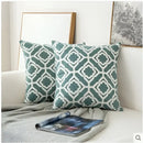 Decorbites embroidered blue teal & white cushion cover living room