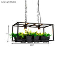 White rectangle island lamp with integrated plants for living room