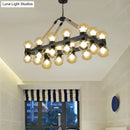 DecorBites™ Farmhouse Black Pendant Light with 24 Cognac Glass Hanging Island Lights for Dining Room
