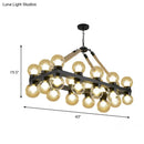 DecorBites™ Farmhouse Black Pendant Light with 24 Cognac Glass Hanging Island Lights for Dining Room