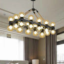 DecorBites™ Farmhouse Black Pendant Light with 24 Cognac Glass Hanging Island Lights for Dining Room