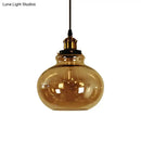 DecorBites™ Farmhouse Brass Pendant Ceiling Light - Amber Glass Hanging Lamp - 1 Light Globe - Indoor Use