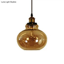 DecorBites™ Farmhouse Brass Pendant Ceiling Light - Amber Glass Hanging Lamp - 1 Light Globe - Indoor Use