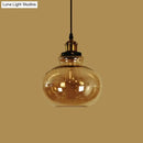 DecorBites™ Farmhouse Brass Pendant Ceiling Light - Amber Glass Hanging Lamp - 1 Light Globe - Indoor Use