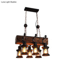 DecorBites™ Farmhouse Ceiling Pendant Light - Clear Glass & Brown Island Lamp Lantern with Wood Block Top - 6 Lights"

Note: It is important to strike a balance between an effective product title for SEO purposes and including key descriptive details.