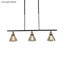 DecorBites™ Farmhouse Cone Shade Pendant 3-Light Clear Glass Island Lamp in Black - Ideal for Dining Room