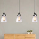 DecorBites™ Farmhouse Multi-Pendant Light Fixture with Ribbed Clear Glass Shades for Dining Room: Linear Canopy, 3 Cone Lights