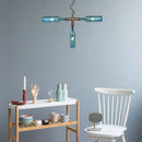 DecorBites™ Farmhouse Style Smoke Gray/Blue Bottle Ceiling Lighting - Glass Hanging Lamp (3/4/5 Lights) in Aged Silver/Black
