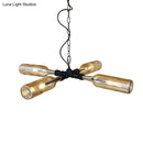 DecorBites™ Farmhouse Style Smoke Gray/Blue Bottle Ceiling Lighting - Glass Hanging Lamp (3/4/5 Lights) in Aged Silver/Black