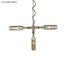 DecorBites™ Farmhouse Style Smoke Gray/Blue Bottle Ceiling Lighting - Glass Hanging Lamp (3/4/5 Lights) in Aged Silver/Black