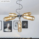 DecorBites™ Farmhouse Style Smoke Gray/Blue Bottle Ceiling Lighting - Glass Hanging Lamp (3/4/5 Lights) in Aged Silver/Black