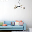 DecorBites™ Farmhouse Style Smoke Gray/Blue Bottle Ceiling Lighting - Glass Hanging Lamp (3/4/5 Lights) in Aged Silver/Black