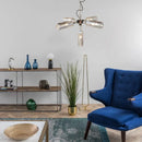 DecorBites™ Farmhouse Style Smoke Gray/Blue Bottle Ceiling Lighting - Glass Hanging Lamp (3/4/5 Lights) in Aged Silver/Black
