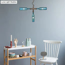 DecorBites™ Farmhouse Style Smoke Gray/Blue Bottle Ceiling Lighting - Glass Hanging Lamp (3/4/5 Lights) in Aged Silver/Black