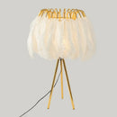 DecorBites™ Feather Night Light: Elegant 1-Light Gold Table Lamp with Tripod Stand