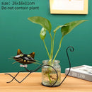 Gold flamingo metal vase with glass bowl living room home decor