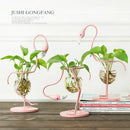Gold flamingo metal vase with glass bowl living room home decor