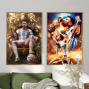 Framed football star m-messi poster golden trophy art bedroom decor