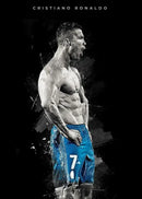 Cristiano ronaldo blue watercolor football star posters bedroom decor