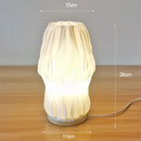 French cream pleated desk lamp for bedroom with wooden base