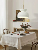 Decorbites french minimalist off-white ribbed chandelier dining room
