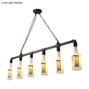 DecorBites™ Frosted White Glass Island Lamp - Loft Style, Black Wine Bottle Design - Perfect for Restaurants, Ceiling Suspension Lighting