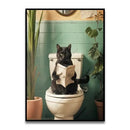 DecorBites™ Fun Cat Reading on Toilet Canvas Wall Art