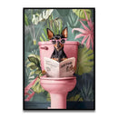 DecorBites™ Fun Cat Reading on Toilet Canvas Wall Art