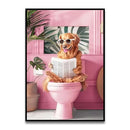 DecorBites™ Fun Cat Reading on Toilet Canvas Wall Art