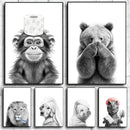 DecorBites™ Funny Animal Bathroom Canvas Wall Art