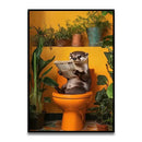 DecorBites™ Funny Bathroom Cat Reading Canvas Wall Art